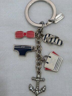 Coach Y2K St. James Multi Mix Nautical Keychain Purse Charm #64511 - EUC